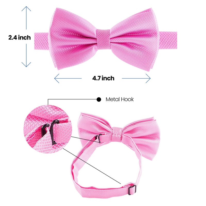 Man of Men Bow Tie for Men Polyester Solid Pretied Bowties Adjustable Tuxedos Bowtie for Weddings & Groomâ€™s Gift â€“ Bow Ties for Women (1, Pink) - Image 5